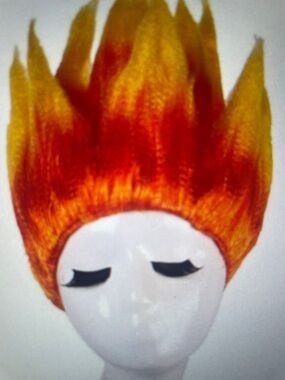 Fire Wig Stylist Flame Vibrant Ombre Synthetic Spiked Hair- Yellow to Orange